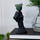 Eternal Rose - Skeletthånd i Svart Obsidian med Rose i Grønn Jordbærkvarts thumbnail
