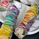 Stor Hvit Salvie med Chakra blader 20-23cm thumbnail