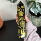 Stort Svart Obsidian Tårn - Cosmic Mystica Gull 22cm thumbnail