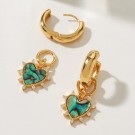 Luna Norte ~ Dolce Cuore Charm Huggie Hoop Øredobber - Abalone Skjell thumbnail