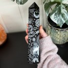 Stort Svart Obsidian Tårn - Cosmic Mystica Sølv 22cm thumbnail