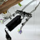 Witchy Svart Obsidian Oppheng ~ Flaggermus, Stjerner & Magi thumbnail