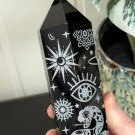 Stort Svart Obsidian Tårn - Cosmic Mystica Sølv 22cm thumbnail