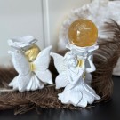 Hvit Fairy Krystallholder ~ Sommerfugl & Blomst (10cm) thumbnail