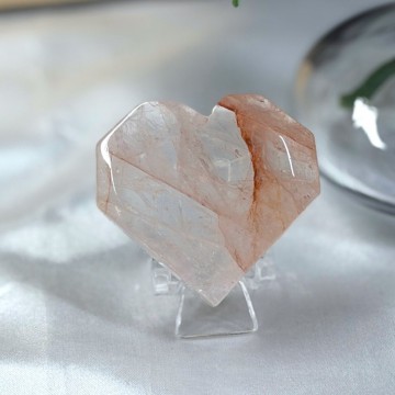 Flammekvarts Hjerte #4 - Indre Ild i Fasettslipt Form