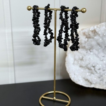 Svart Turmalin Krystallchips Armbånd