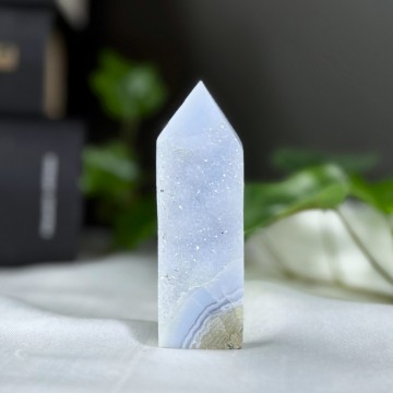 Lite Drusy Blonde Agat Tårn #1 (Blue Lace)