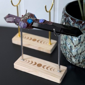 Vel Unt's Månefase Stand - Krystall & Wand Holder (Gull/Sølv)