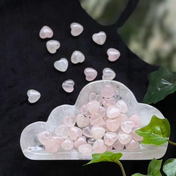 Rosenkvarts Krystallperler - Hjerteform 5stk