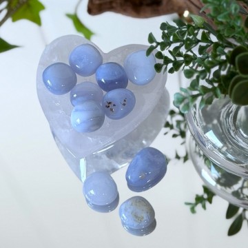 Blonde Agat Tromlet Små (Blue Lace)