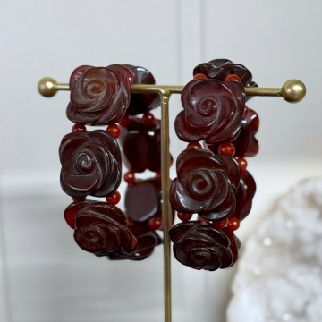 Chunky Blomster Karneol Krystall Armbånd