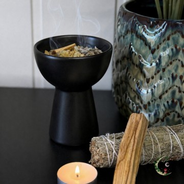 Røkelsesbrenner i Keramikk - Sort 11,5cm