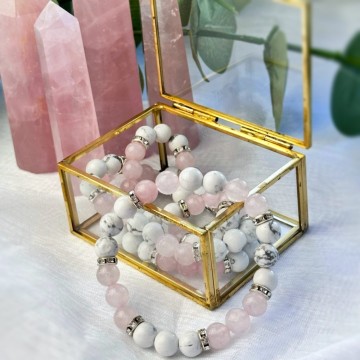 Hovelitt & Rosenkvarts Armbånd 8mm