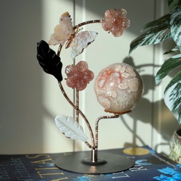 Magisk Garden Krystallholder - Jordbærkvarts, Flammekvarts, Blomster Agat, Jade & Obsidian