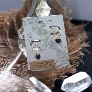 Luna Norte ~ Conversation Heart Mini Hoop Øredobber - Safir
