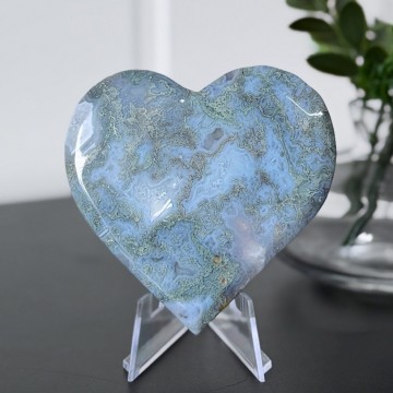 Blått Mose Agat Hjerte #6