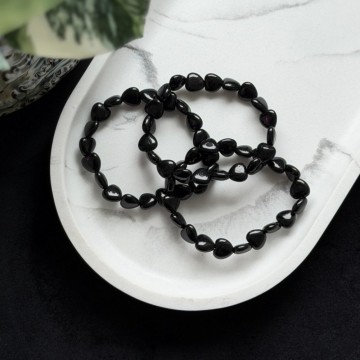 Krystallhjerte Armbånd - Svart Obsidian