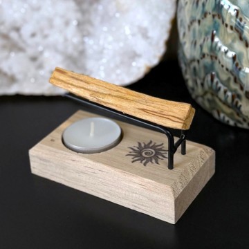Sol Røkelsesholder i Tre - Palo Santo & Røkelsespinne