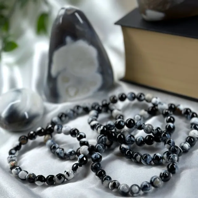 Orca Agat (Spekkhoggerstein) Armbånd, 8mm