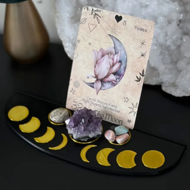 Vel Unt's Månefase Tarot/Orakel kort holder - 1-2 kort + holder til 3 krystaller