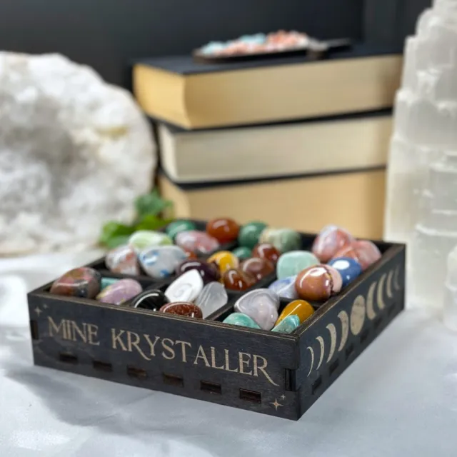 Mine Krystaller - Oppbevaringsboks Svart [9 lommer] 