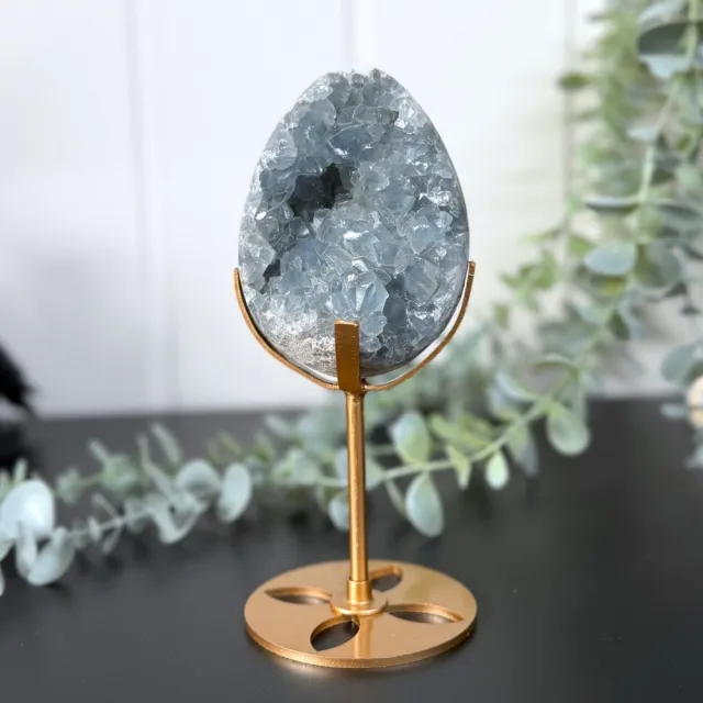 Nydelig Celestin Geode på Stand, 460g