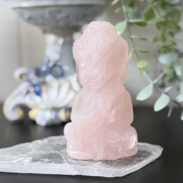 Rosenkvarts Buddha Figur, 458g