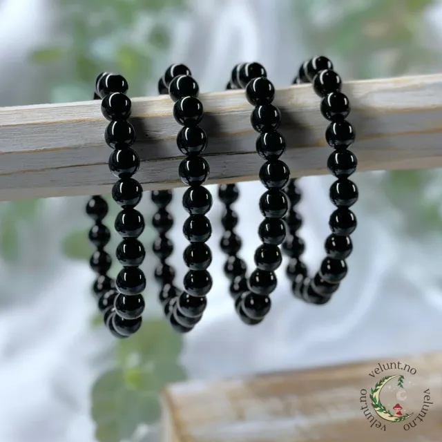 Svart Obsidian Armbånd, 8mm