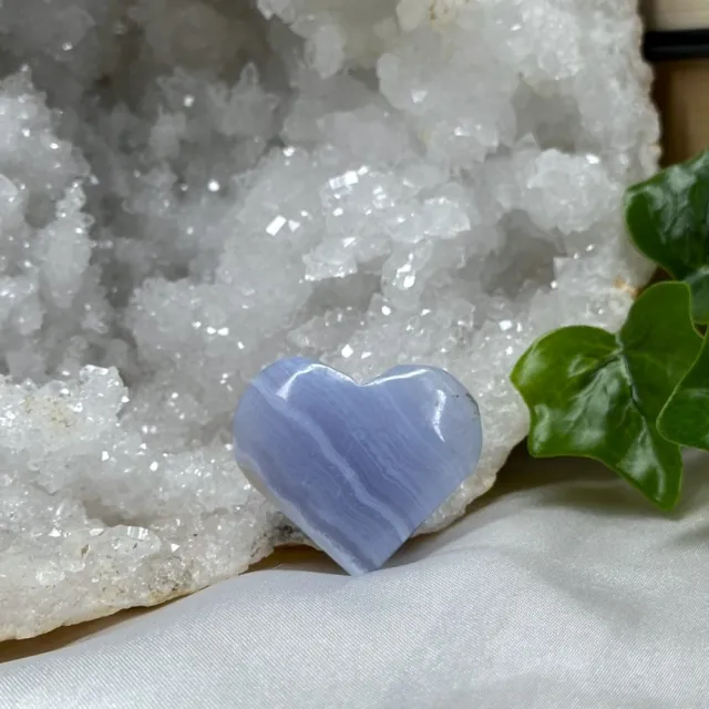 Mini Blue Lace/Blonde Agat Hjerte #2