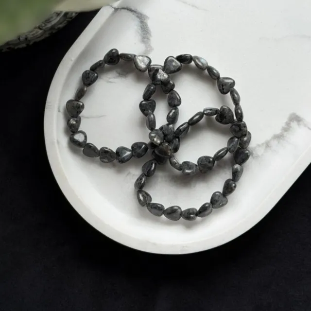 Krystallhjerte Armbånd - Larvikitt