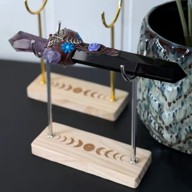 Vel Unt's Månefase Stand - Krystall & Wand Holder (Gull/Sølv)