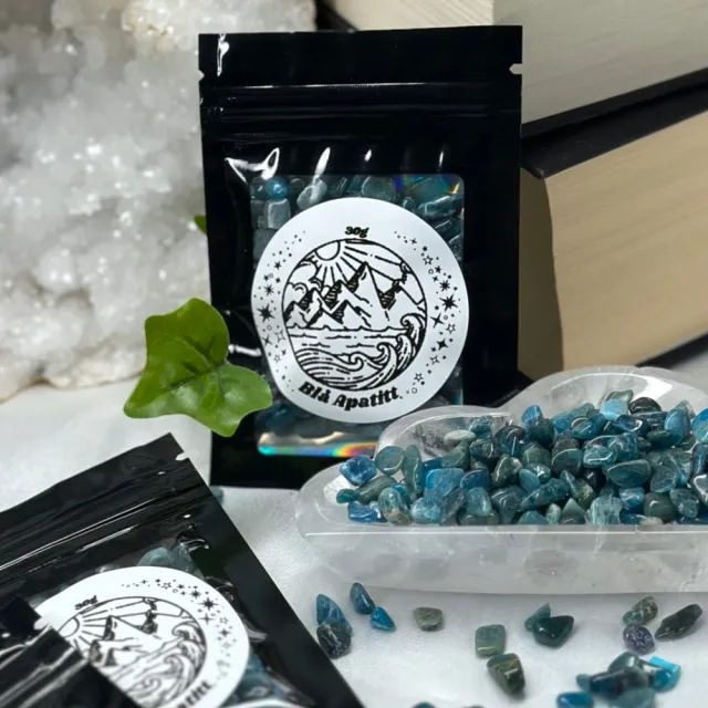 Blå Apatitt Krystallchips, 30g